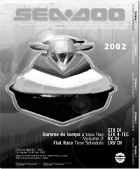 2002 SeaDoo Flat Rate Time Schedule